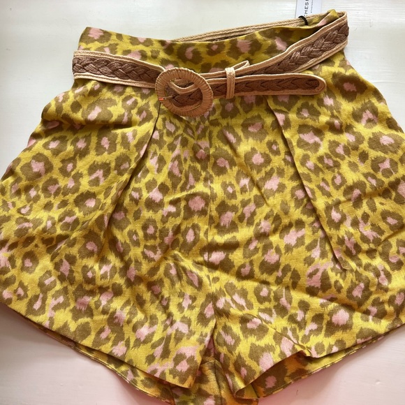 Zimmerman NWT Leopard Linen Short w/ belt.